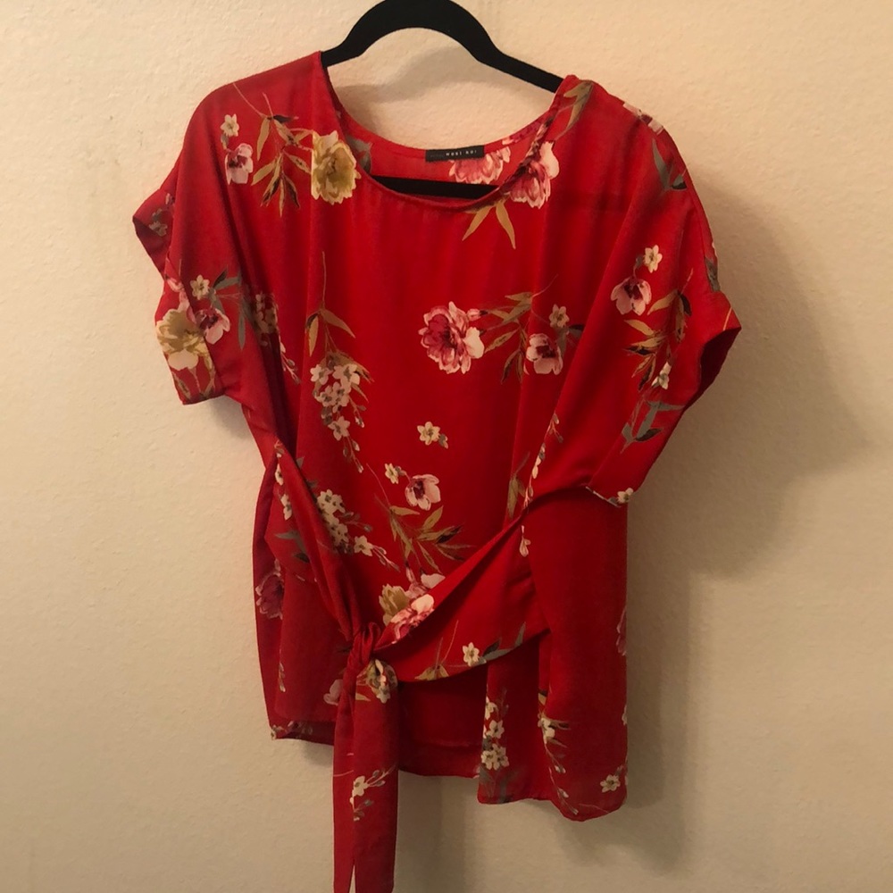 Red Tie-Waist Blouse